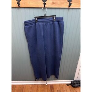 Mode of One Womens Navy Blue‎ Wide Leg Fleece Sweatpants Zipper Ankle XL